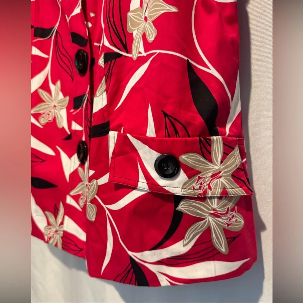 NWT Westbound Womens Jacket Red Stretch Floral Jumbo Black Buttons Plus Size 1X - Picture 7 of 10